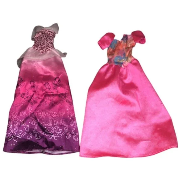 chinese dress ladies Stylish Barbie Doll Outfit – Pink Bow Maxi Dress with Black T-shirt –  Huonghandmadedoll main image 0